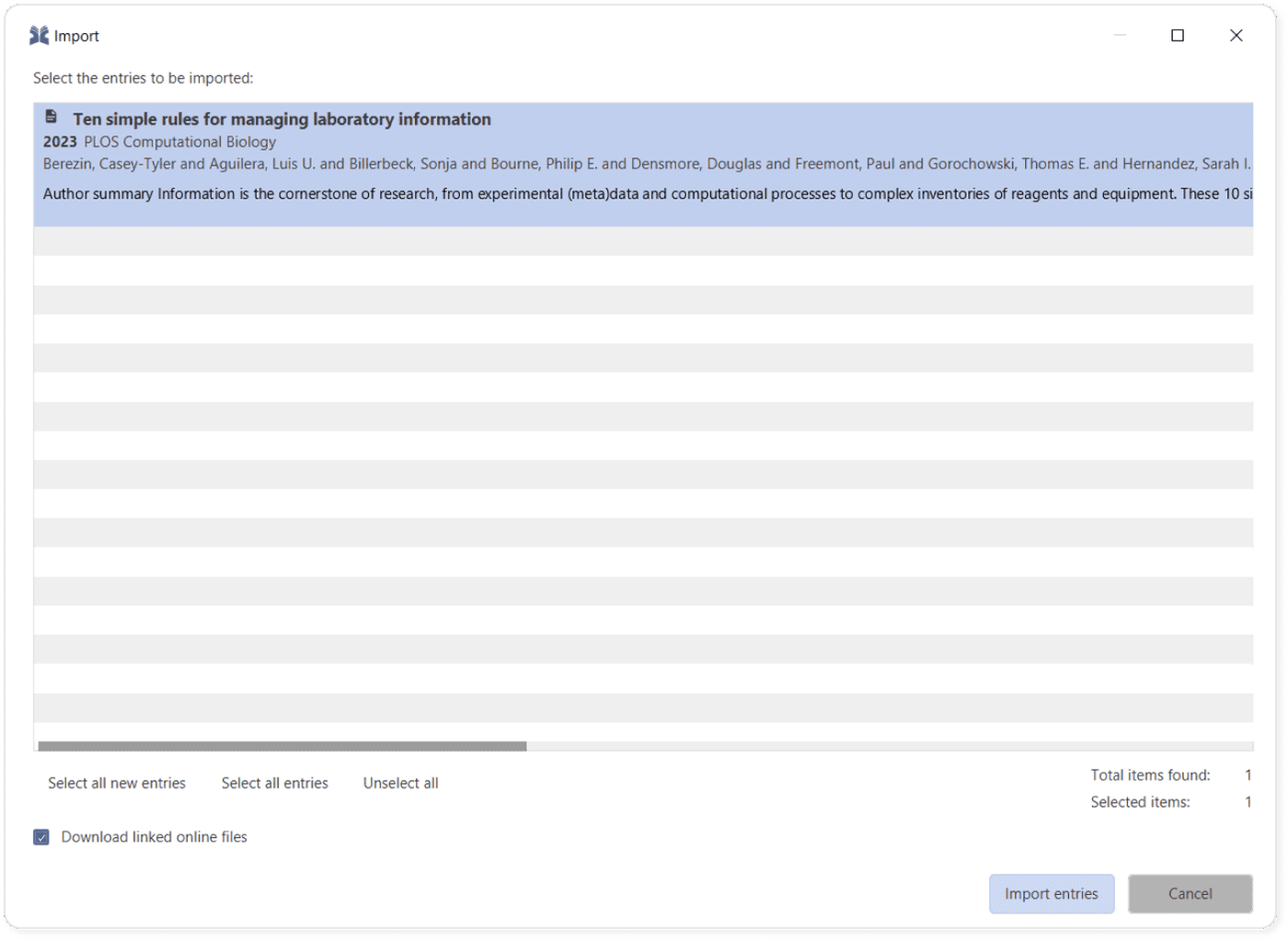 JabRef's import from browser